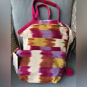 Mercado Global Rosa Tote & Cristina Cosmetic Pouch in Raspberry Paleta